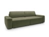 Sofa Bouli Raven 78 Oliwkowa widziana pod kątem, ukazująca głębokość 105 cm i zaokrąglone boki.