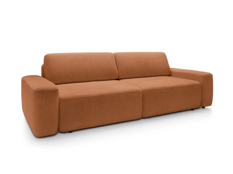 Sofa Bouli Raven 44 widziana pod kątem, podkreślająca zaokrąglone boczki i głębokość 105 cm.