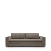 Nowoczesna brązowa sofa rozkładana Tilia o szerokości 244 cm w sztruksowej tkaninie welurowej Poso 04.