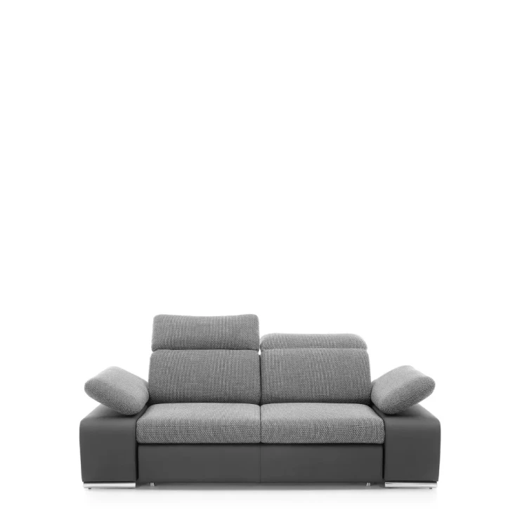 Nowoczesna szara sofa rozkładana Odessa o szerokości 214 cm w połączeniu ekoskóry i tkaniny.
