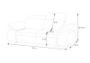 Rysunek techniczny sofy Odessa z naniesionymi wymiarami: 214 cm szerokości, 96 cm głębokości oraz regulowaną wysokością 86-100 cm.