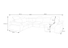 Rysunek techniczny narożnika Odessa III z naniesionymi wymiarami: 335 cm szerokości, 281/194 cm głębokości oraz wysokością 86-100 cm.