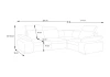 Rysunek techniczny narożnika Odessa Mini z naniesionymi wymiarami: 281 cm szerokości, 210 cm głębokości oraz wysokością 86-100 cm.