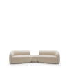 Zaokrąglona jasnobeżowa sofa modułowa Nobo 2L+TPF+2R o szerokości 357 cm zaprezentowana na wprost.