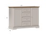 Techniczny rysunek komody Kora Plus KK3 z naniesionymi liniami wymiarowymi, wskazującymi dokładną szerokość 128 cm, wysokość 97 cm oraz głębokość 46 cm.
