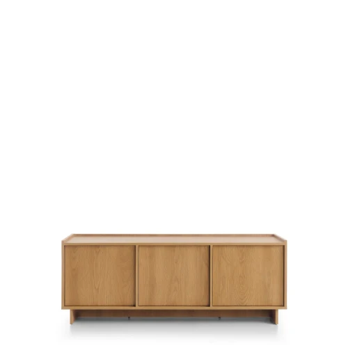 Szafka pod telewizor Yasumi RTV147 w kolorze dąb karmelowy, szerokość 147 cm, minimalistyczny design bez uchwytów