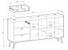 Schemat techniczny komody Forest KSZ158 z wymiarami: szerokość 158 cm wysokość 80 cm głębokość 38 cm