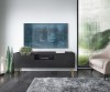 Szafka pod telewizor Harmony RTV144 w eleganckim salonie pod ekranem TV przy jasnej ścianie