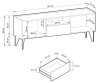 Schemat techniczny szafki RTV Harmony RTV144 z wymiarami: szerokość 144 cm wysokość 55 cm głębokość 37 cm
