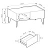 Rysunek techniczny stolika kawowego Harmony L97: szerokość 97 cm, głębokość 65 cm, wysokość 45 cm, wysokość nóżek 20 cm