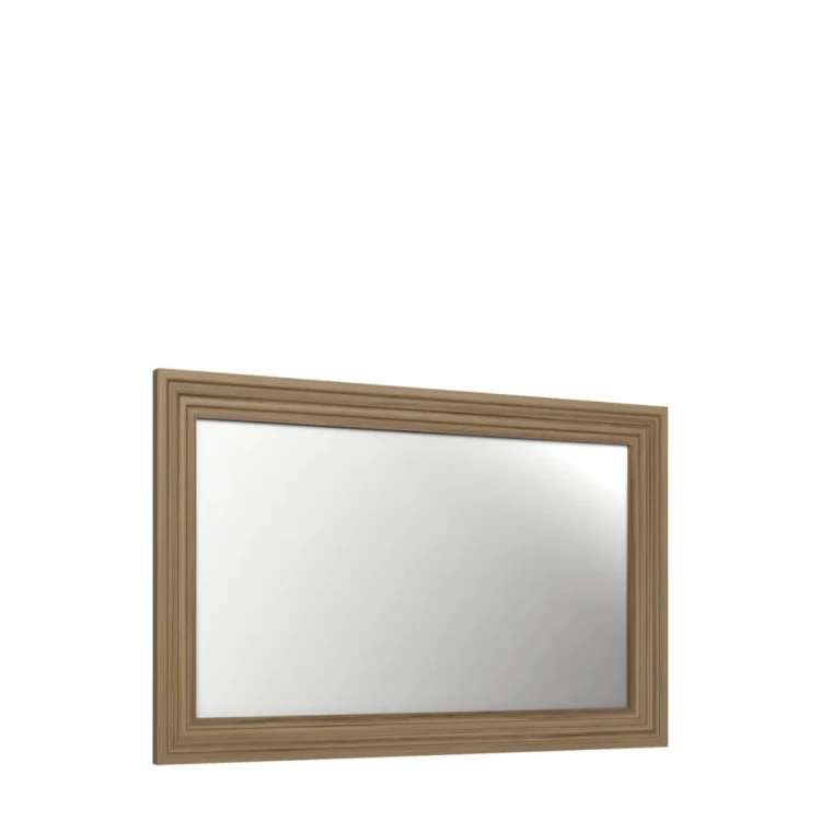 Klasyczne duże lustro ścienne Royal LS o szerokości 120 cm w ciemnej ramie Dąb Dziki, widok z przodu na białym tle.