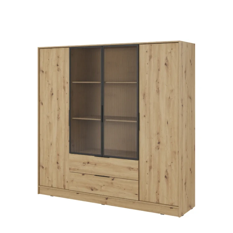 Szafa ubraniowa Kelly 4D RM dąb artisan ujęcie pod kątem eksponujące ramki aluminium miniatura