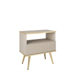 Szafka nocna Oro S54 MDF Beżowa Złote nóżki