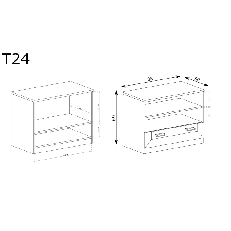 Rysunek techniczny RTV Tadeusz T-24 Dąb Lefkas – wymiary