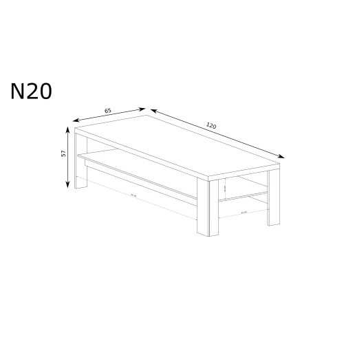 Rysunek techniczny Ława Natural N20 Ribbeck – wymiary