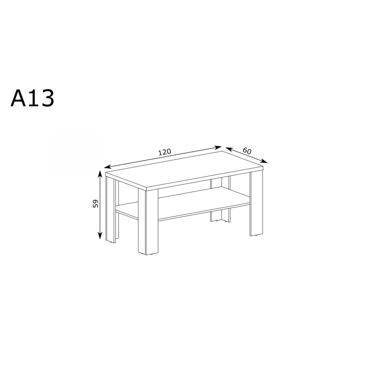 Rysunek techniczny Ława Antica New AN-13 Kraft Złoty – wymiary