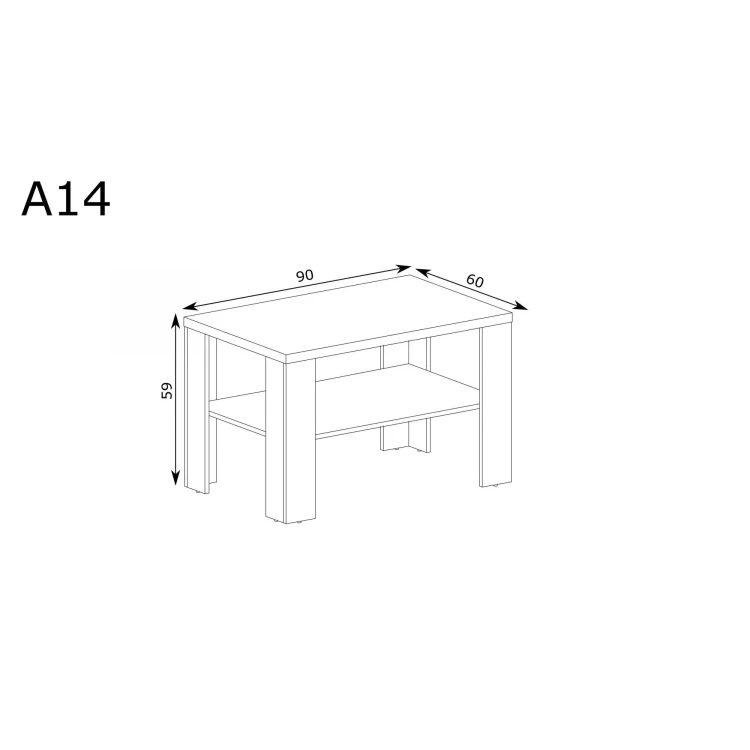 Rysunek techniczny Ława Antica New AN-14 Kraft Złoty – wymiary