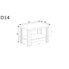 Rysunek techniczny Ława Dallas D-14 Dąb Truflowy – wymiary