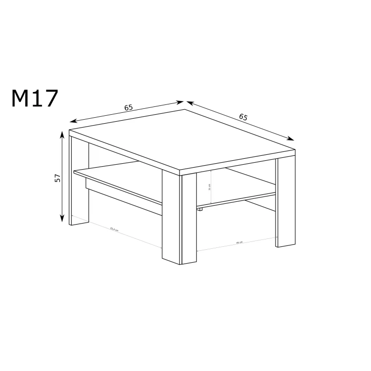 Rysunek techniczny Ława Mediolan M-17 Hikora – wymiary