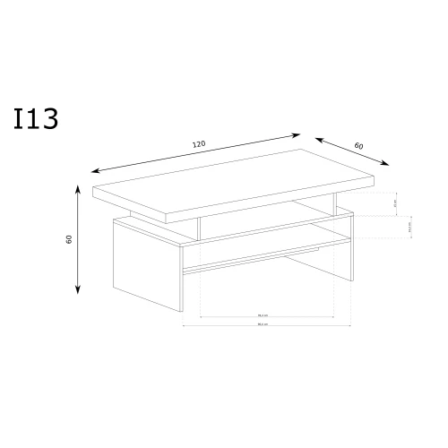 Rysunek techniczny Ława Indianapolis I-13 Jesion Ciemny – wymiary