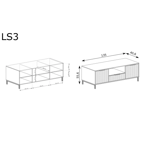 Rysunek techniczny Komoda Linka Styles LS-3 Cashmere 18 – wymiary