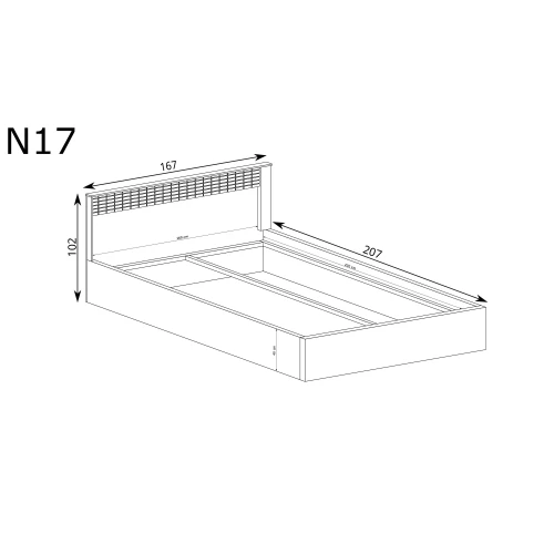 Rysunek techniczny Łóżko Natural N17-NEW Ribbeck – wymiary