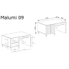 Rysunek techniczny Biurko Malumi MM-9 Czarny Painflow – wymiary