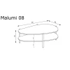 Rysunek techniczny Stolik kawowy Malumi MM-8 Czarny Painflow – wymiary