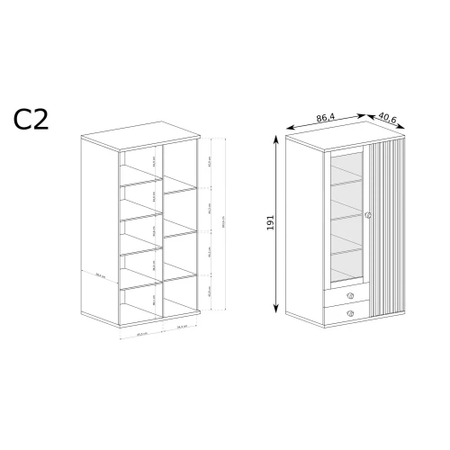 Rysunek techniczny Witryna Cali C-2 Artisan – wymiary
