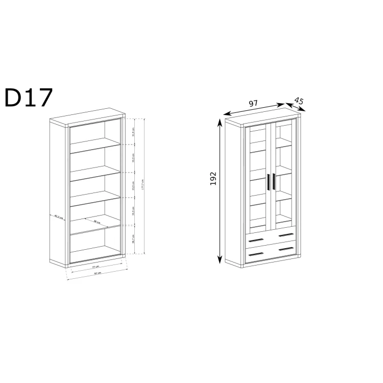 Rysunek techniczny Witryna Dallas D-17 Sonoma – wymiary