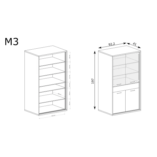 Rysunek techniczny Witryna Mediolan M-3 Hikora – wymiary