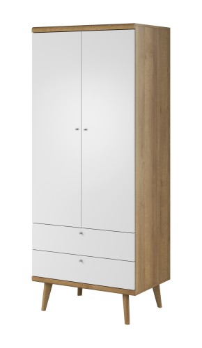 Szafa skandynawska Primo PSZ80 dąb riviera ujęcie pod kątem, wysokość 197 cm i głębokość 56 cm