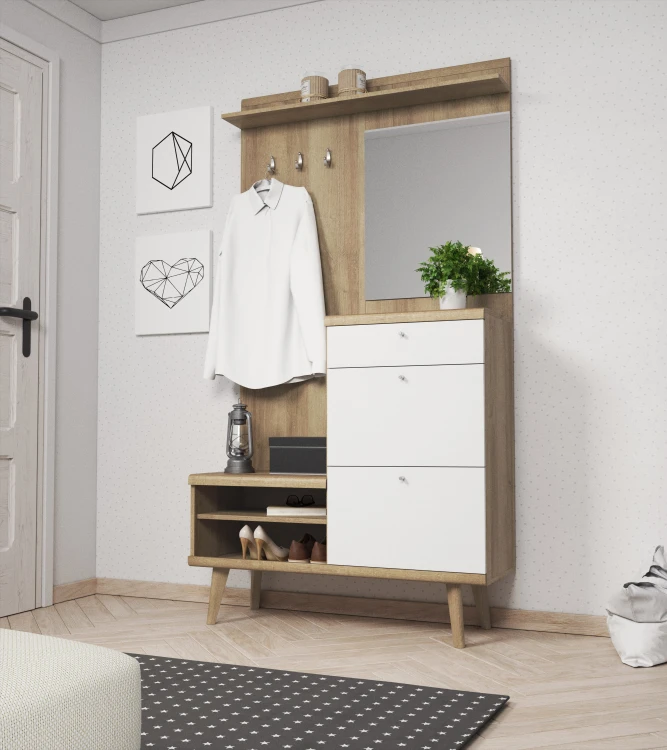 Garderoba Primo PG110 w aranżacji jasnego korytarza w stylu skandynawskim