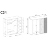 Rysunek techniczny Szafa Cali C-24 Artisan – wymiary