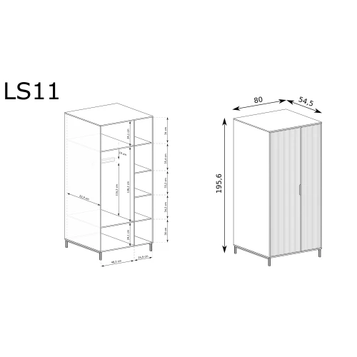 Rysunek techniczny Szafa Linka Styles LS-11 Cashmere 18 – wymiary