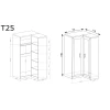 Rysunek techniczny Szafa Tadeusz T-25 Katalog Dąb Lefkas – wymiary