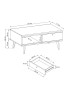 Rysunek techniczny stolika kawowego Primo PL107: szerokość 107 cm, wysokość 46 cm, głębokość 67 cm