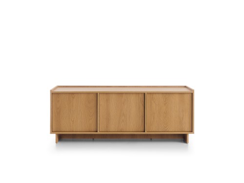 Szafka pod telewizor Yasumi RTV147 w kolorze dąb karmelowy, szerokość 147 cm, minimalistyczny design bez uchwytów