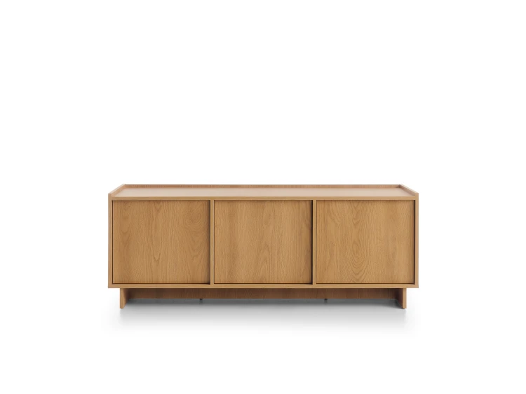 Szafka pod telewizor Yasumi RTV147 w kolorze dąb karmelowy, szerokość 147 cm, minimalistyczny design bez uchwytów