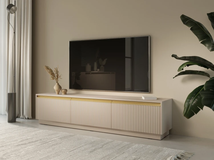 Rysunek techniczny szafki RTV Royal 180: szerokość 181,5 cm, wysokość 42 cm, głębokość 39 cm