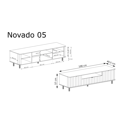 RTV Novado NOVADO-5 Biel Alpejska – rysunek techniczny z wymiarami