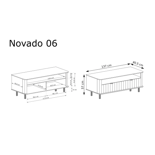 RTV Novado NOVADO-6 Biel Alpejska – rysunek techniczny z wymiarami